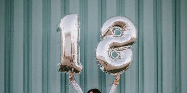 raised number 18 silver big balloons